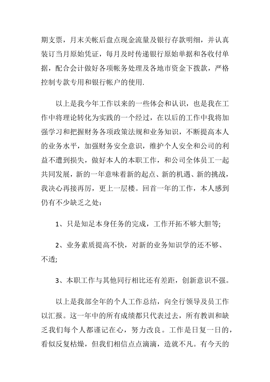 出纳年终个人述职报告范文.docx_第2页