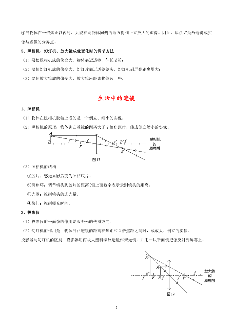 凸透镜的成像规律、生活中的透镜、眼镜与眼镜_知识点总结.doc_第2页