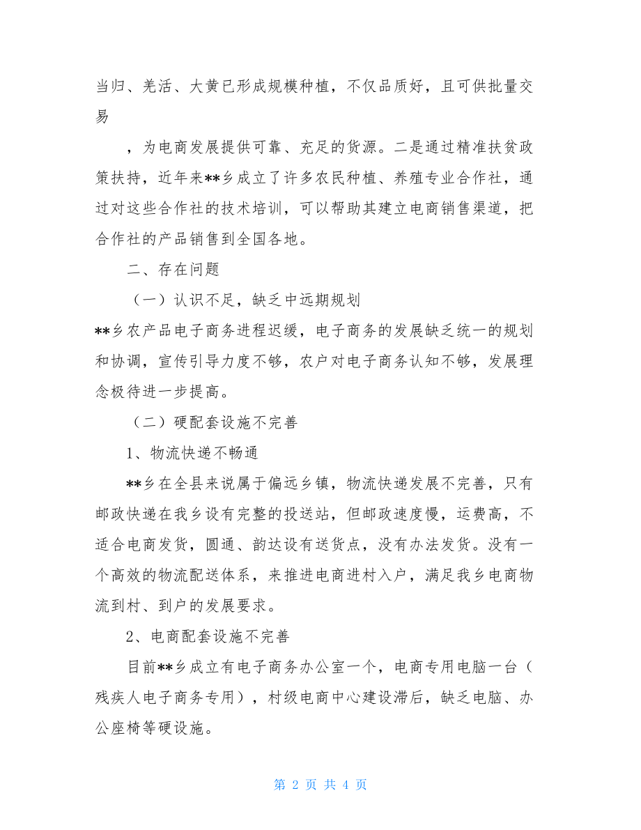 县电子商务进农村工作汇报--乡电子商务工作汇报.doc_第2页