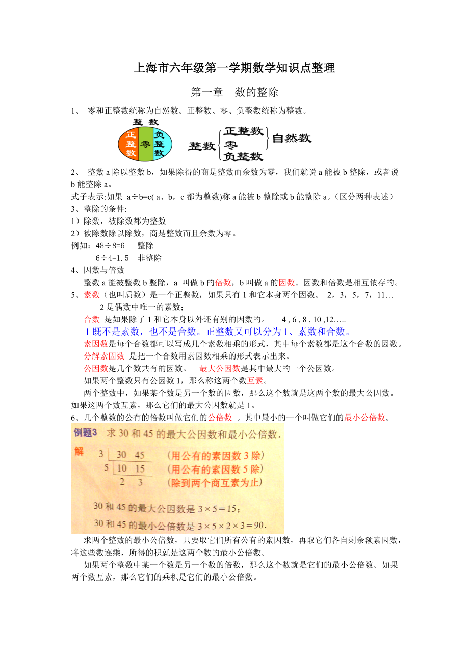 上海六年级第一学期数学知识点整理.doc_第1页