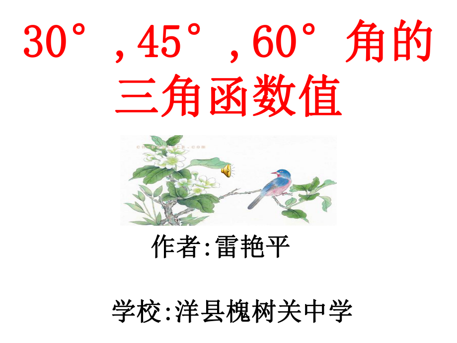 30°,45°,60°角的三角函数值.ppt_第1页