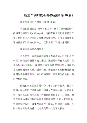 新生军训后的心得体会(集锦10篇).docx