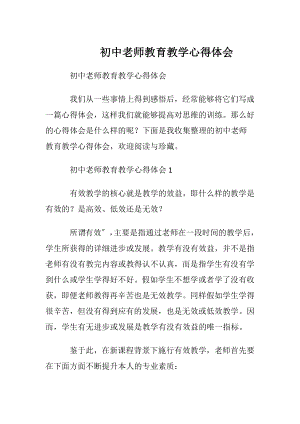 初中老师教育教学心得体会.docx