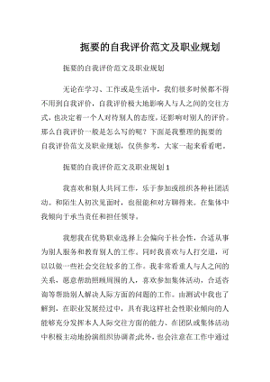 扼要的自我评价范文及职业规划.docx