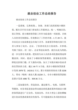 就业创业工作总结报告.docx