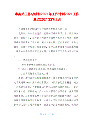 水务站工作总结和2021年工作计划2021工作总结2021工作计划.doc