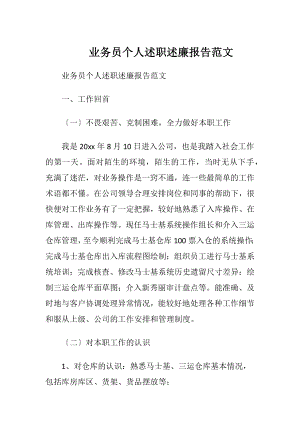 业务员个人述职述廉报告范文.docx