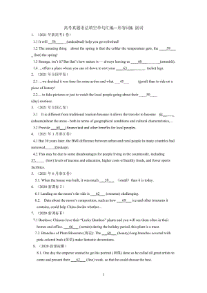 形容词和副词 练习 2018-2021年高考真题语法填空单句汇编 .docx