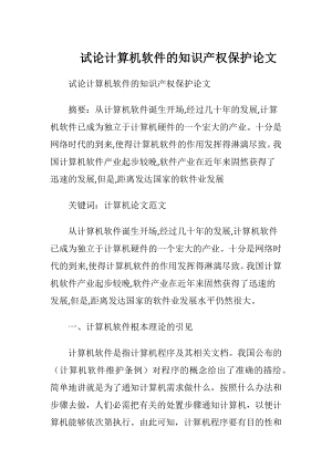 试论计算机软件的知识产权保护论文.docx