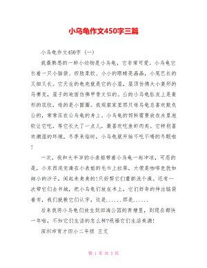 小乌龟作文450字三篇.doc