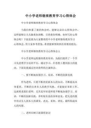 中小学老师继续教育学习心得体会.docx