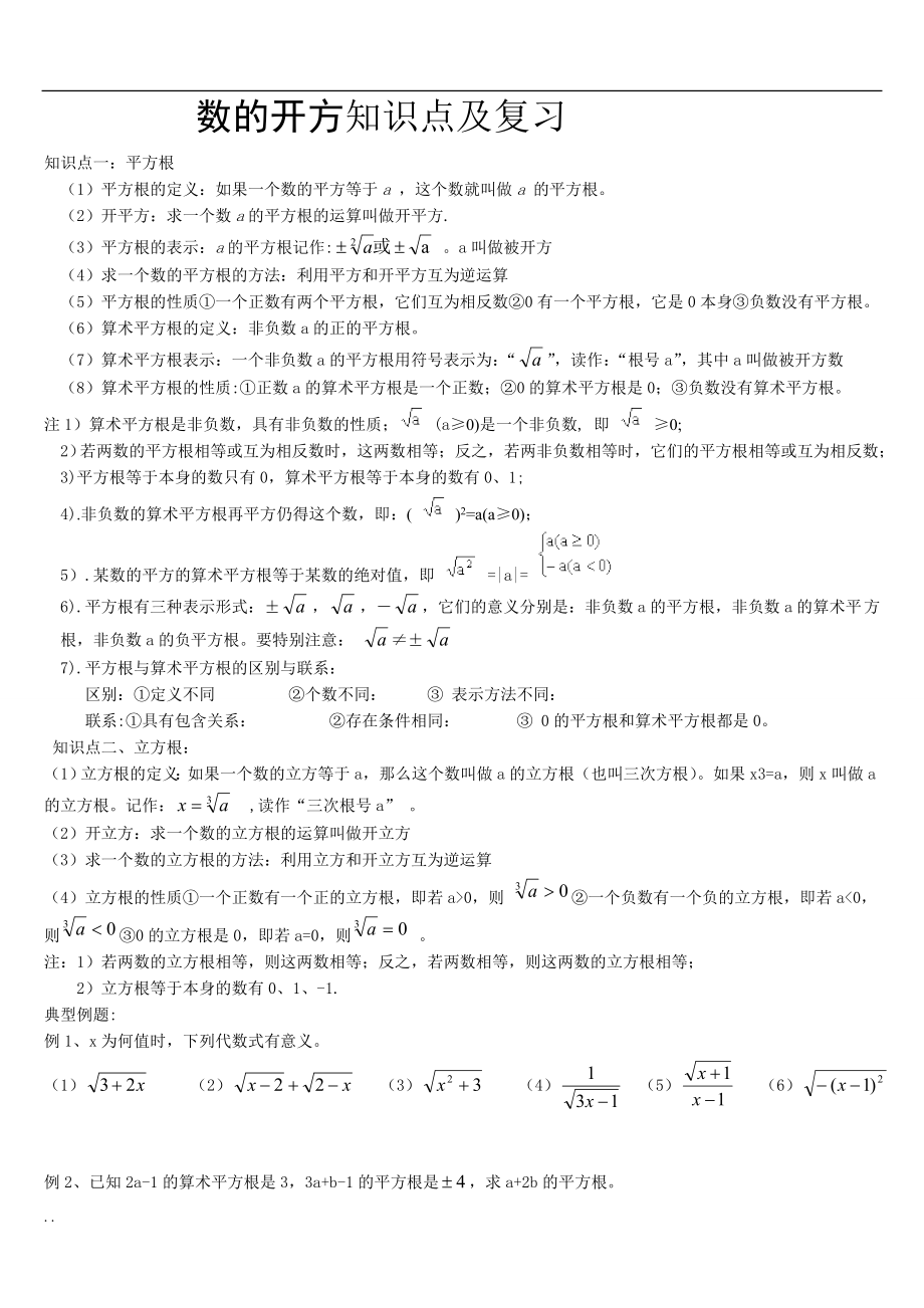 数的开方知识点与复习.doc_第1页