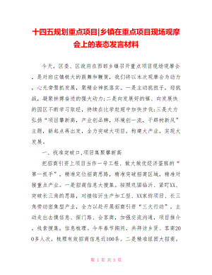 乡镇在重点项目现场观摩会上的表态发言材料.doc