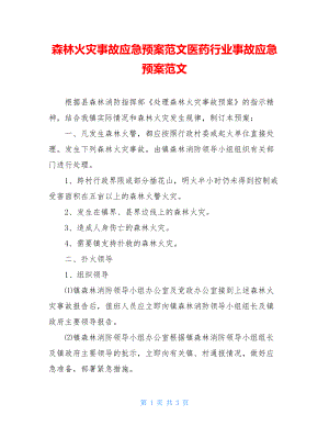 森林火灾事故应急预案范文医药行业事故应急预案范文.doc