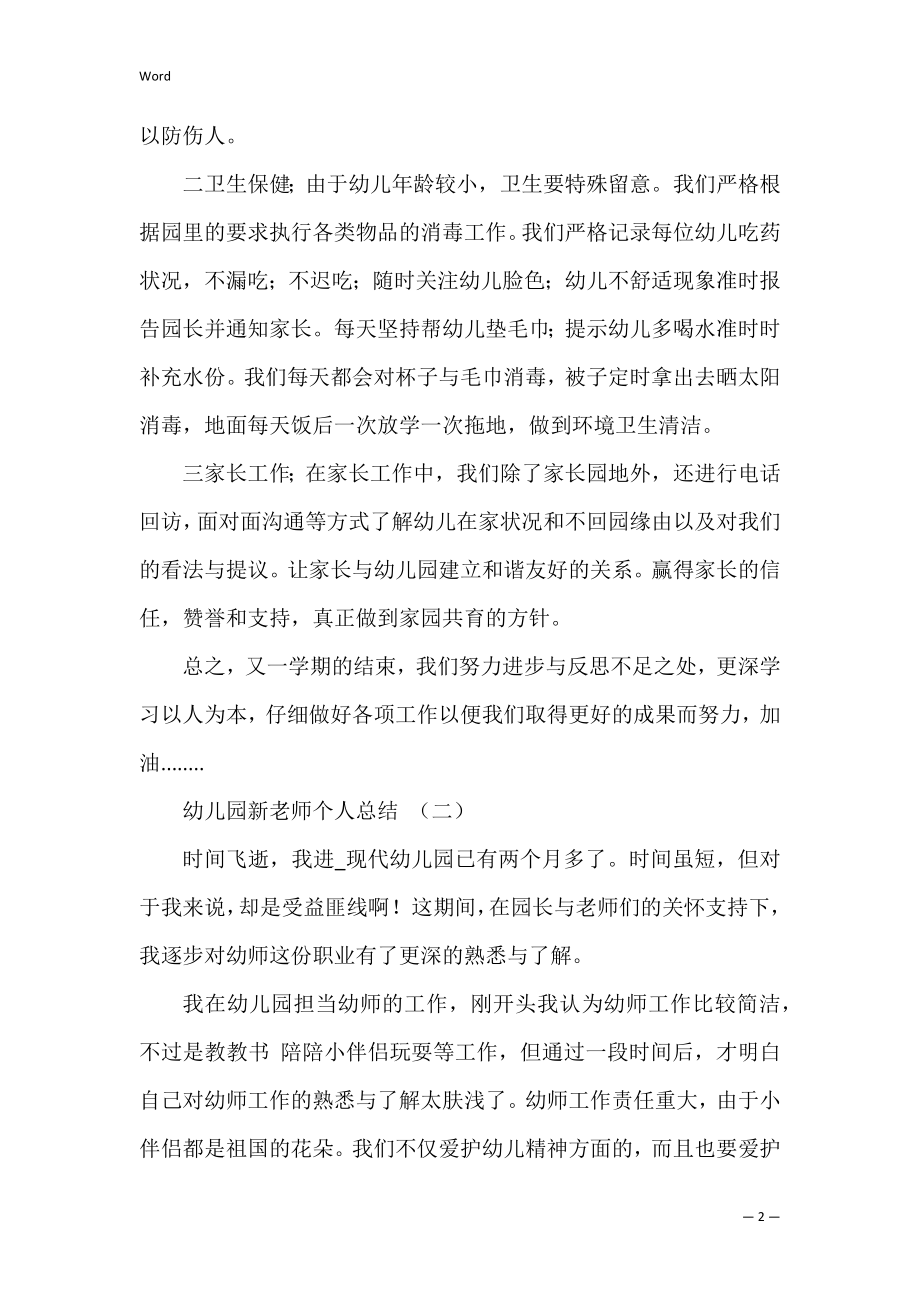 幼儿园新教师个人总结三篇范文.docx_第2页