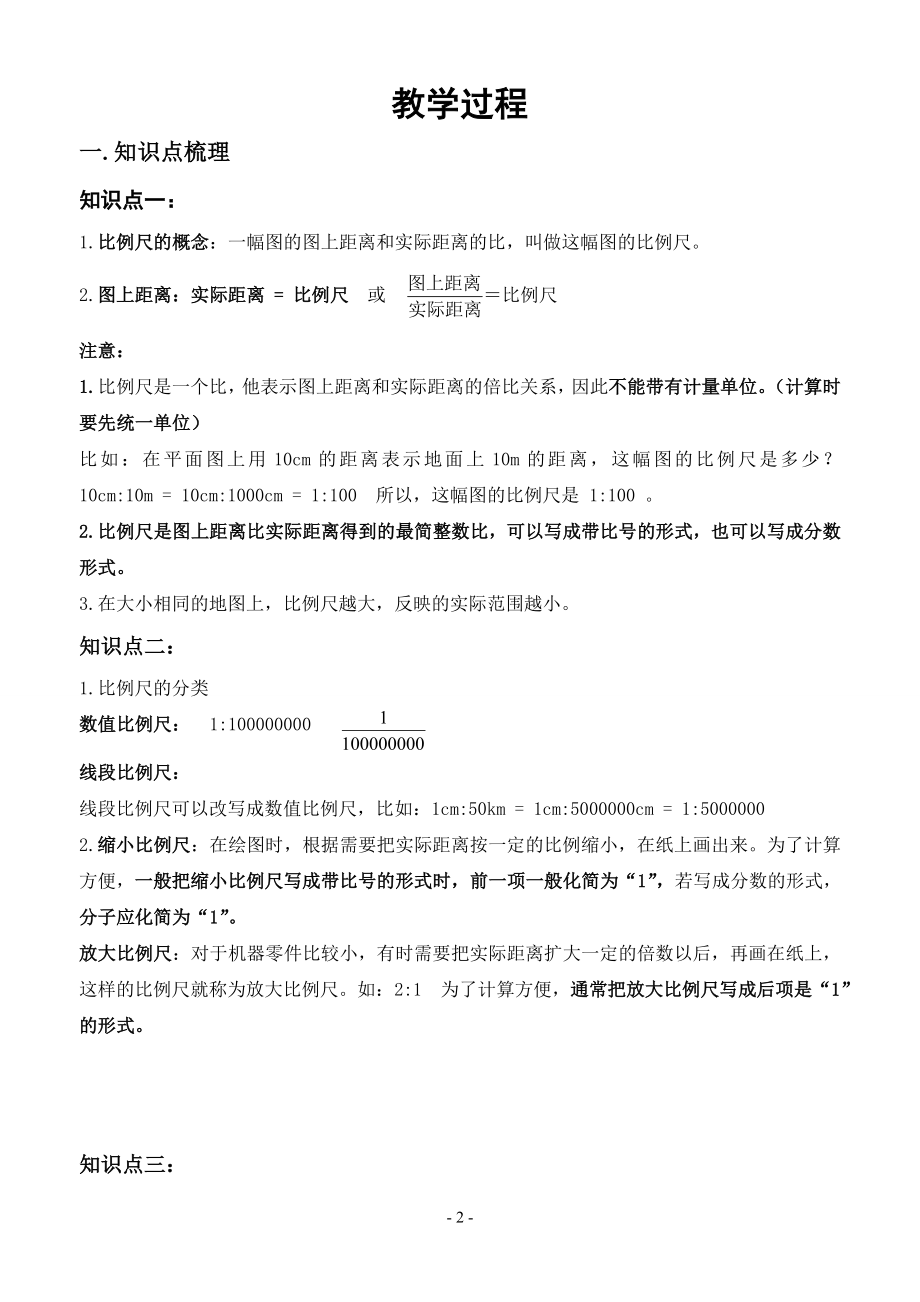 六年级下册《比例尺与图形的放大与缩小》知识点总结及教学案.doc_第2页