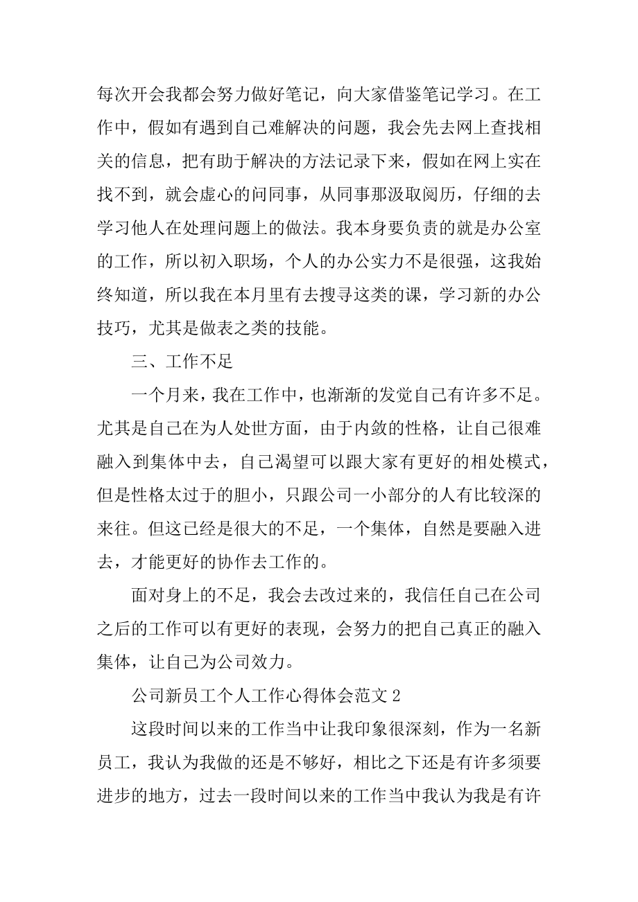 公司新员工个人工作心得体会汇编.docx_第2页