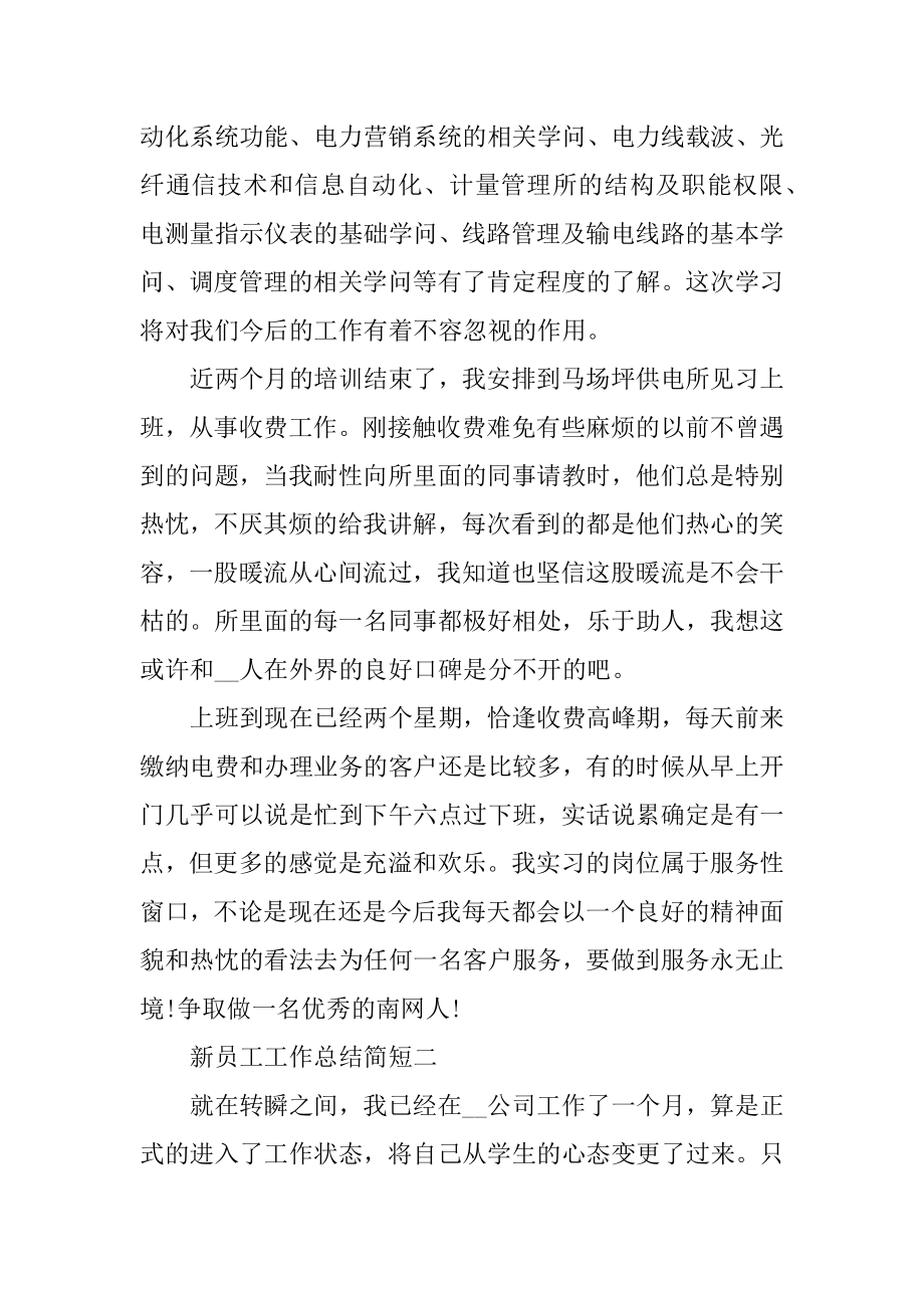 2021新员工工作总结简短汇编.docx_第2页