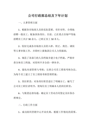 公司行政部总结及下年计划.docx