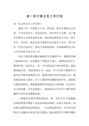 初一实习班主任工作计划精品.docx