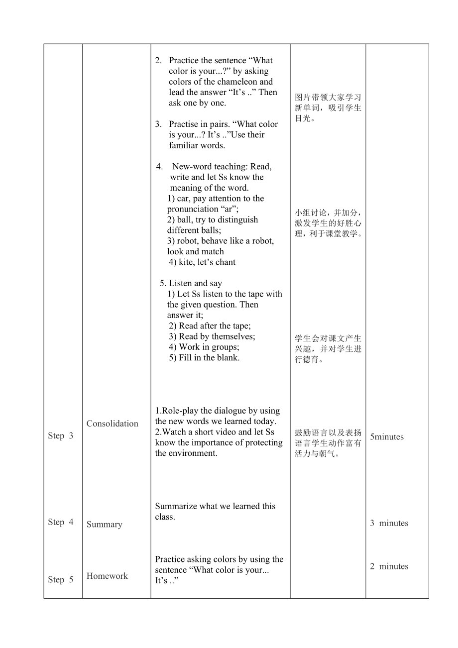 三年级下册英语教案-Unit 7What color is your car 辽师大版（三起）.docx_第2页