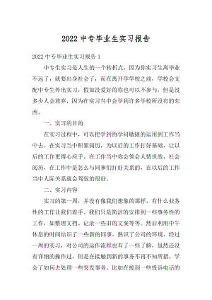 2022中专毕业生实习报告例文.docx