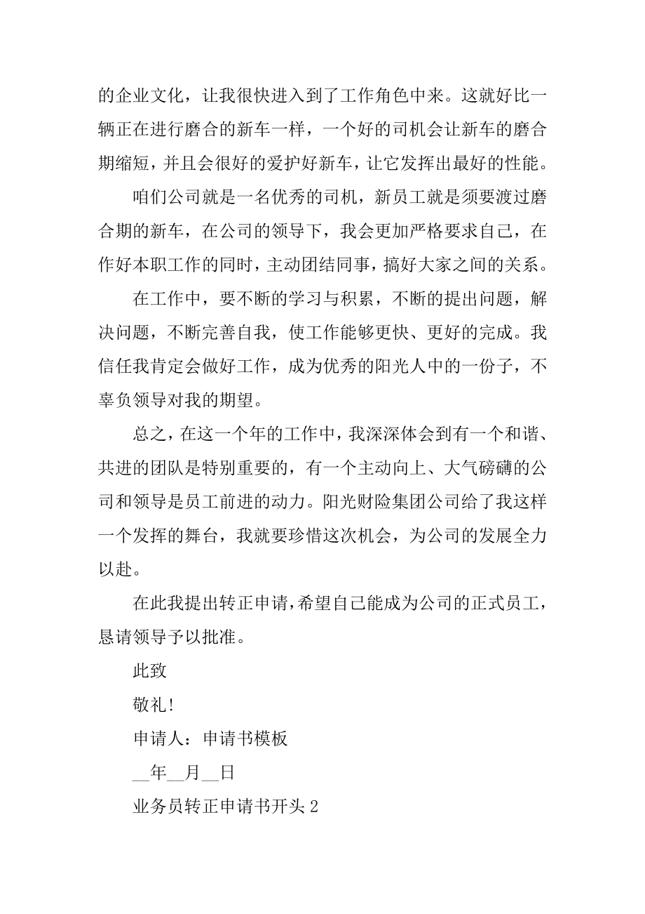 业务员转正申请书开头精编.docx_第2页