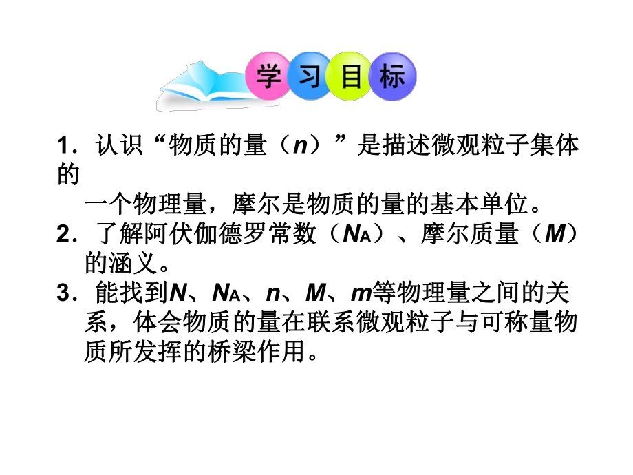 11-12版高中化学新课标同步授课课件：121物质的量的单位——摩尔（人教版必修1）.ppt_第2页