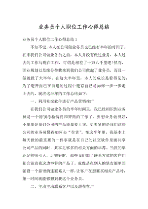 业务员个人职位工作心得总结汇总.docx