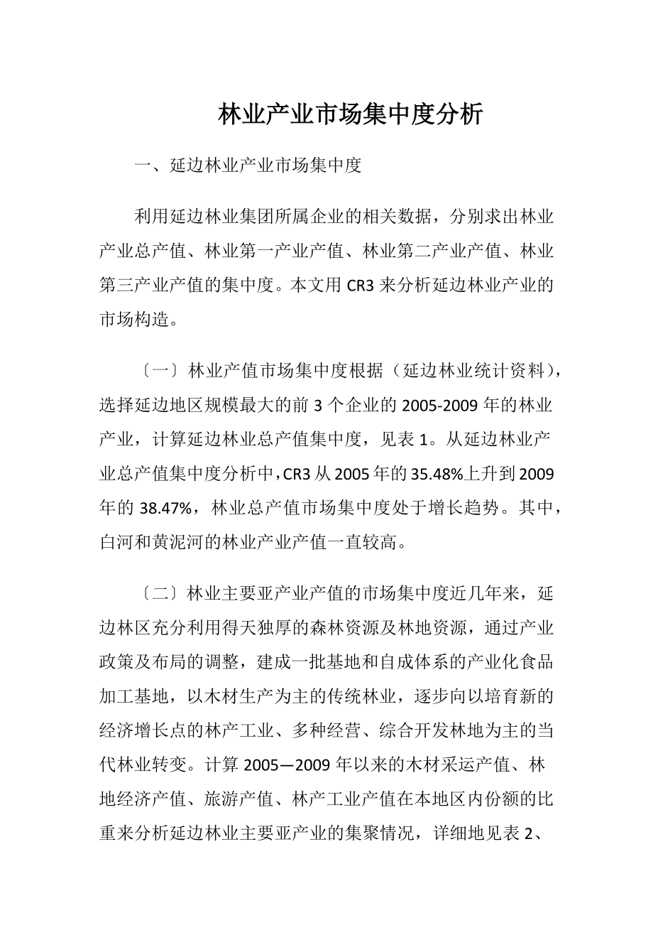 林业产业市场集中度分析.docx_第1页