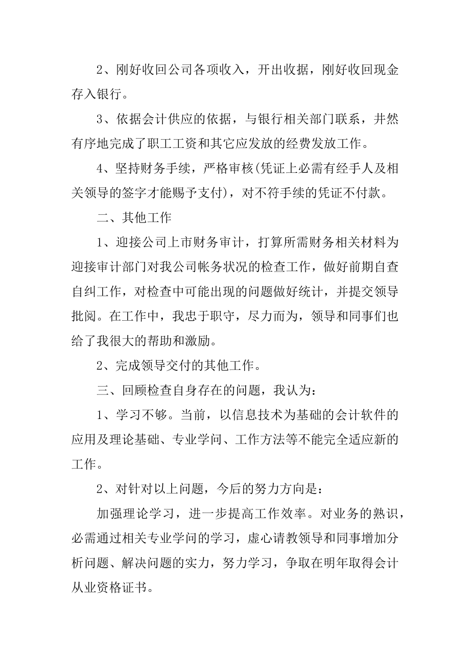 出纳员工职位工作心得体会精编.docx_第2页