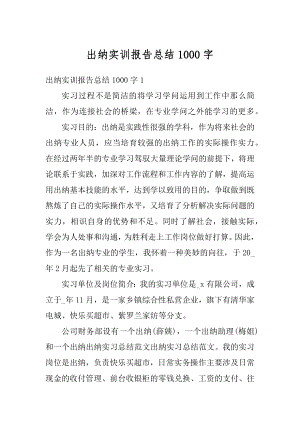 出纳实训报告总结1000字最新.docx