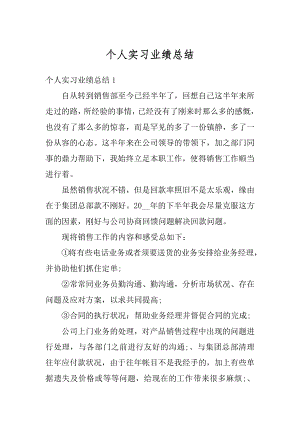 个人实习业绩总结最新.docx