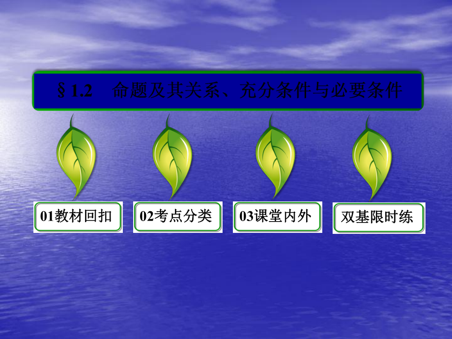 2014届高三数学一轮复习专讲专练-命题及其关系、充分条件与必要条件ppt课件.ppt_第2页