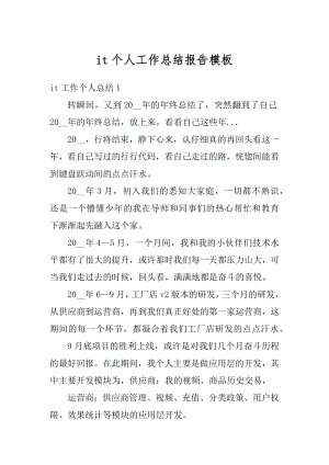 it个人工作总结报告模板汇编.docx