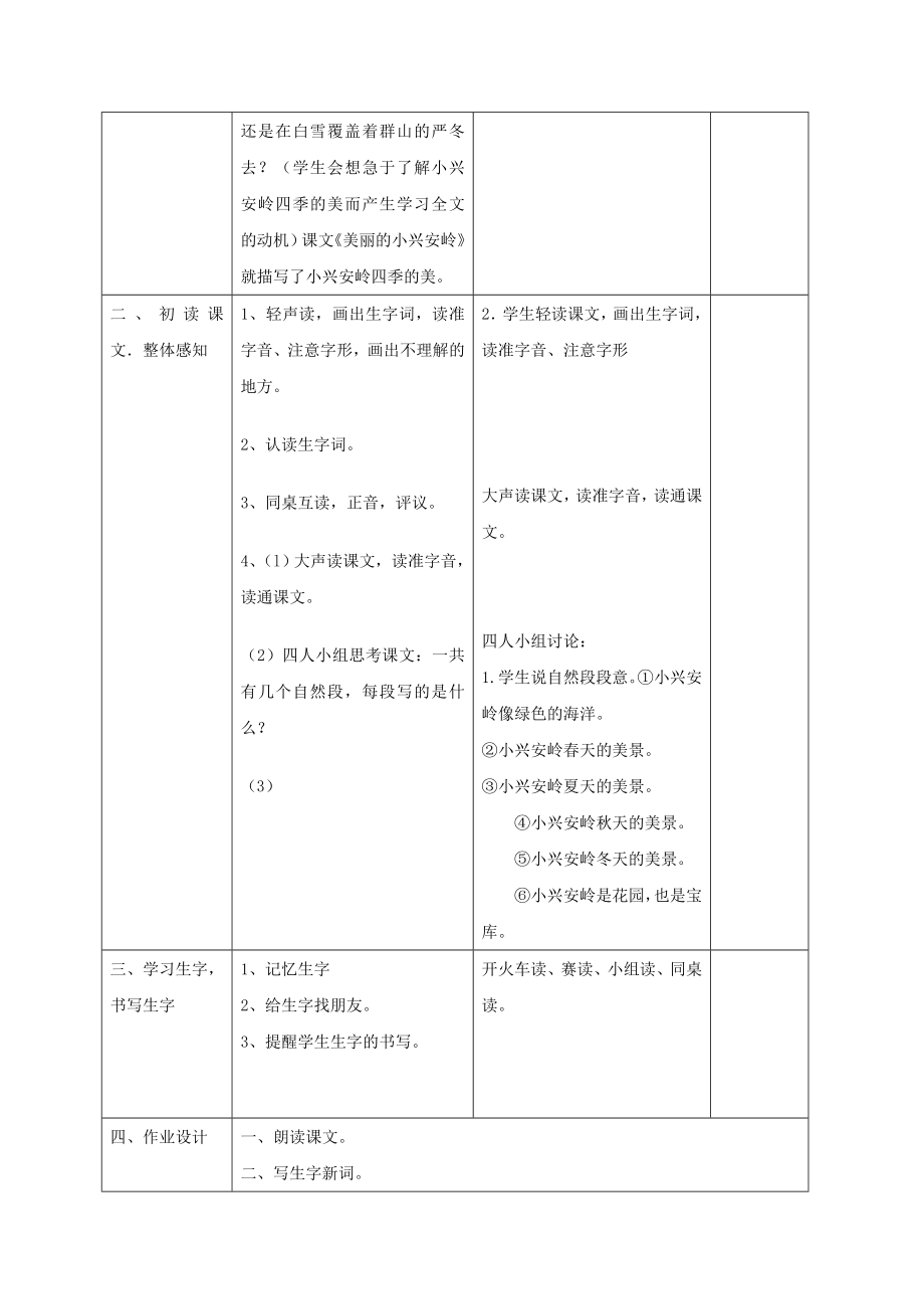 西师大版小学三下《美丽的小兴安岭》教案2.docx_第2页