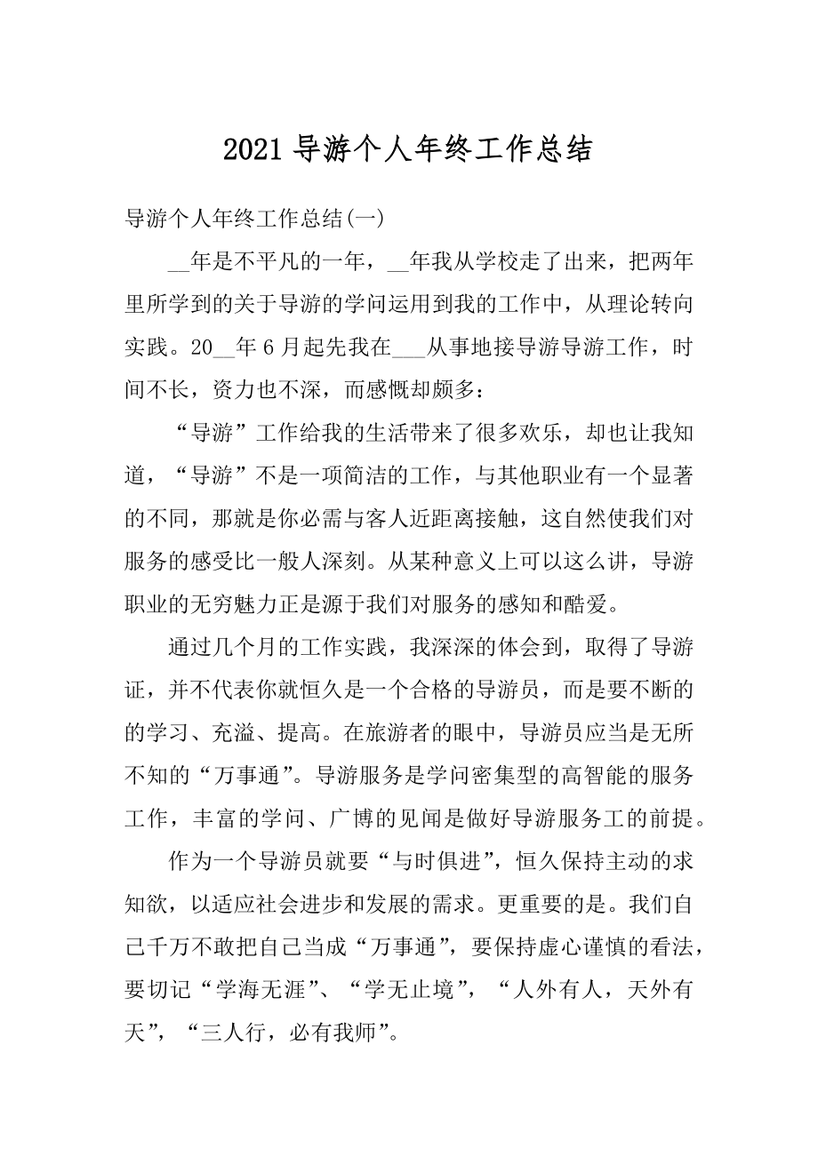 2021导游个人年终工作总结精品.docx_第1页