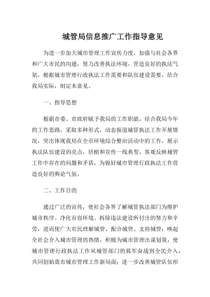 城管局信息推广工作指导意见.docx