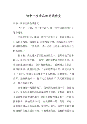 初中一次难忘的尝试作文精选.docx