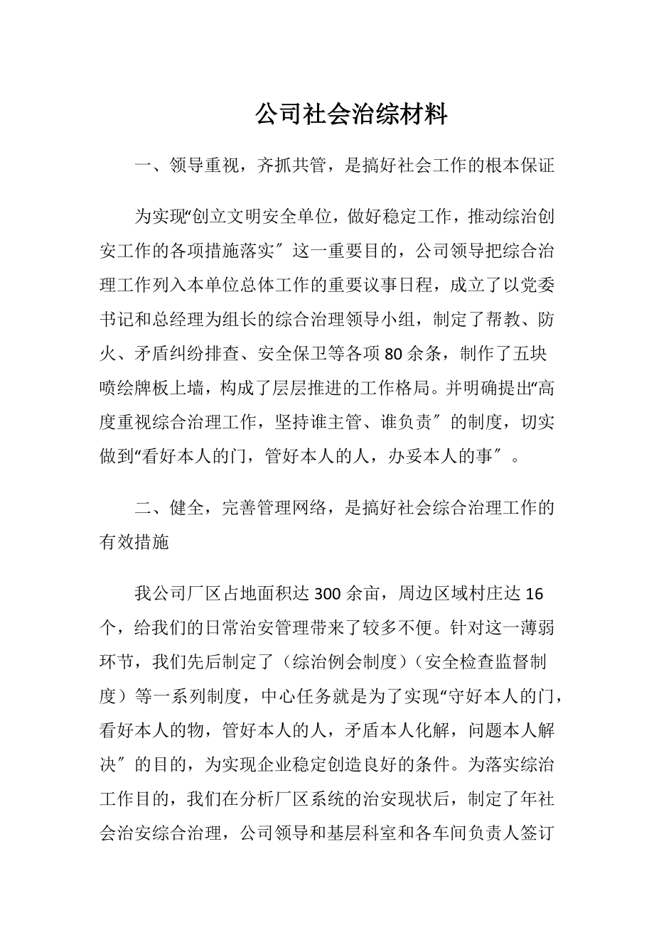 公司社会治综材料.docx_第1页