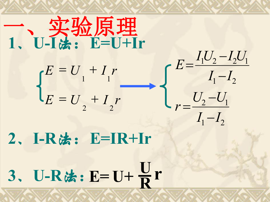 高中物理新课标版人教版选修3-1精品课件：《实验：测定电池的.ppt_第2页