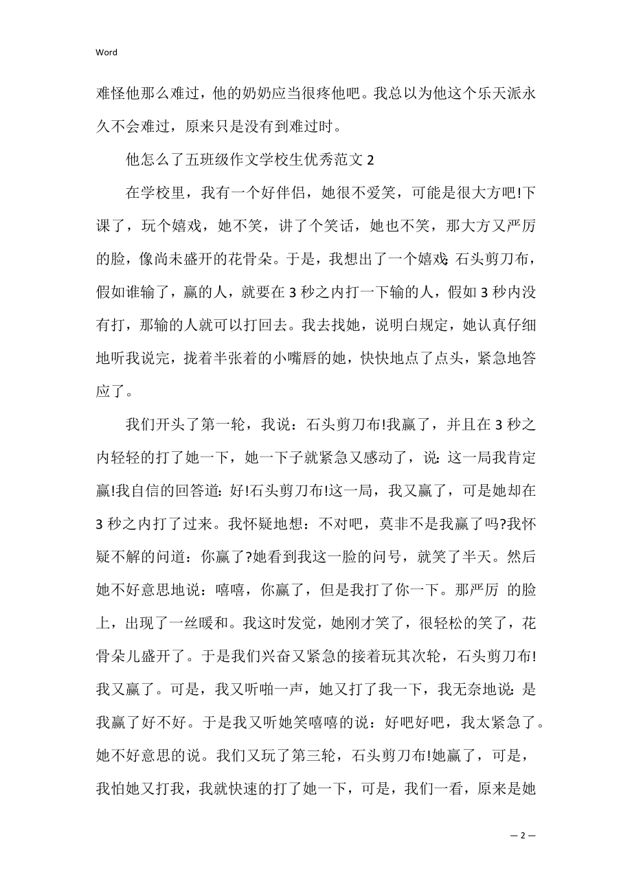 他怎么了五年级作文小学生优秀范文.docx_第2页