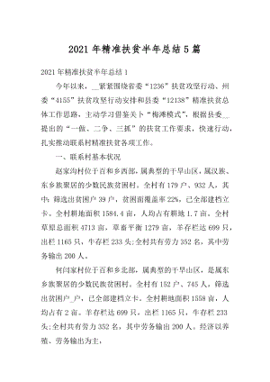 2021年精准扶贫半年总结5篇例文.docx