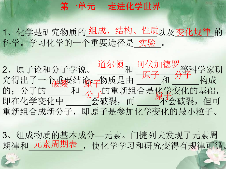 人教版初中化学上册知识点归纳ppt课件.ppt_第1页