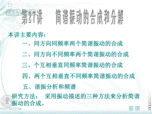 同方向不同频率两个简谐振动的合成剖析ppt课件.ppt