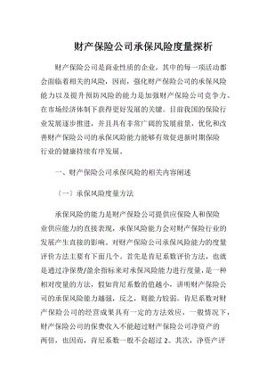 财产保险公司承保风险度量探析.docx