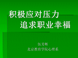 积极应对压力_追求职业幸福.ppt