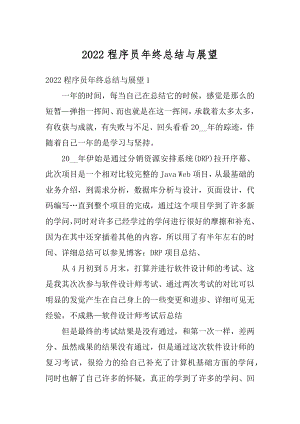 2022程序员年终总结与展望精编.docx