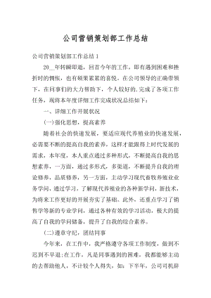 公司营销策划部工作总结例文.docx