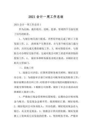 2021会计一周工作总结汇总.docx